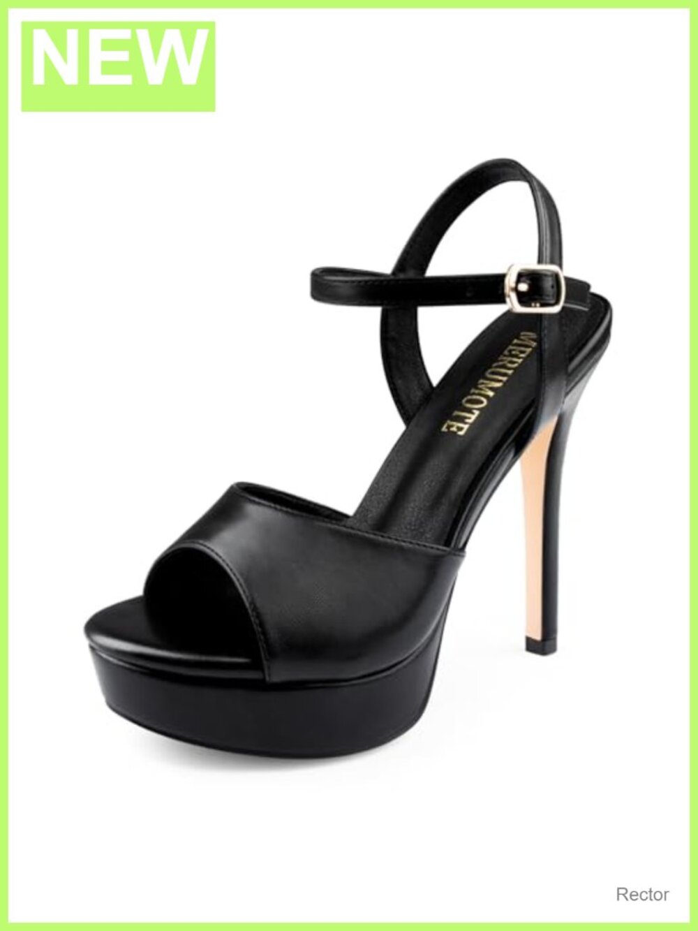 Platform Stiletto Heels Open Toe Strappy Sandals Faux Leather 5" Heel